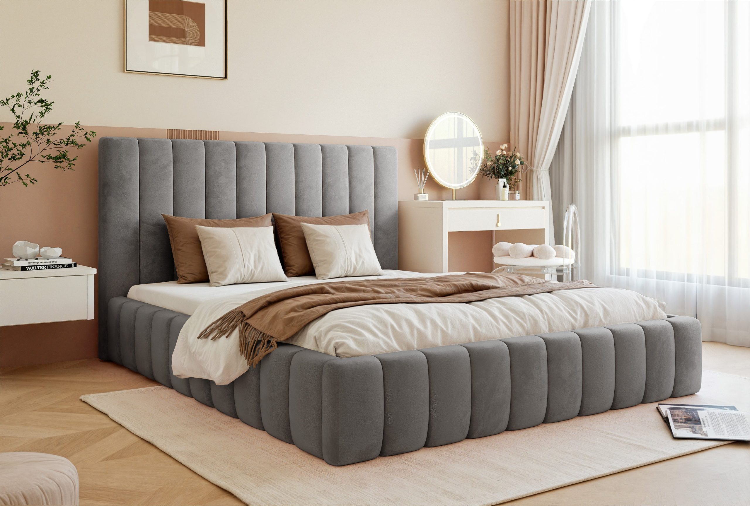Łóżko tapicerowane Slim Esterio 160x200 cm – oszczędność miejsca
