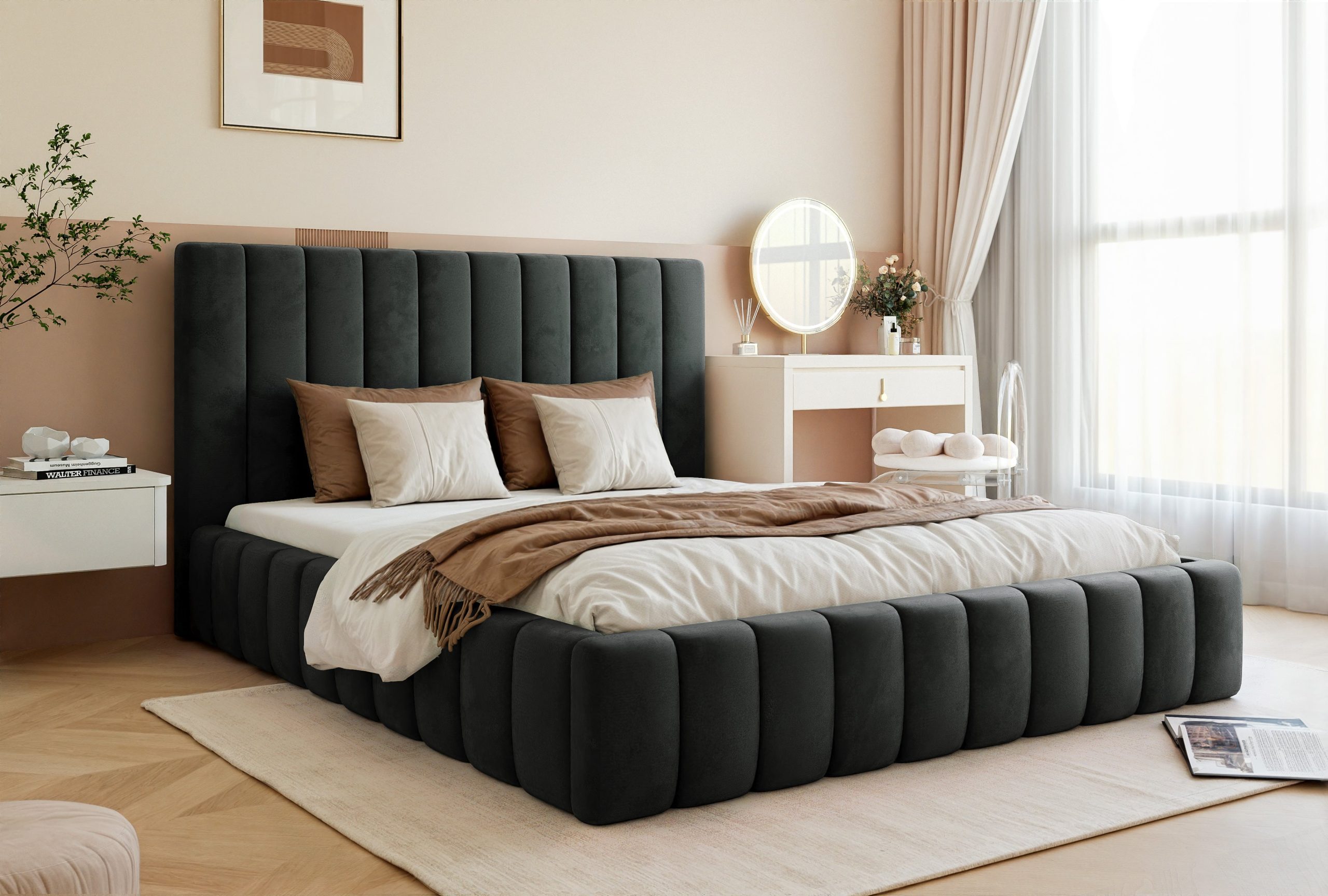 Łóżko tapicerowane Slim Esterio 160x200 cm – oszczędność miejsca