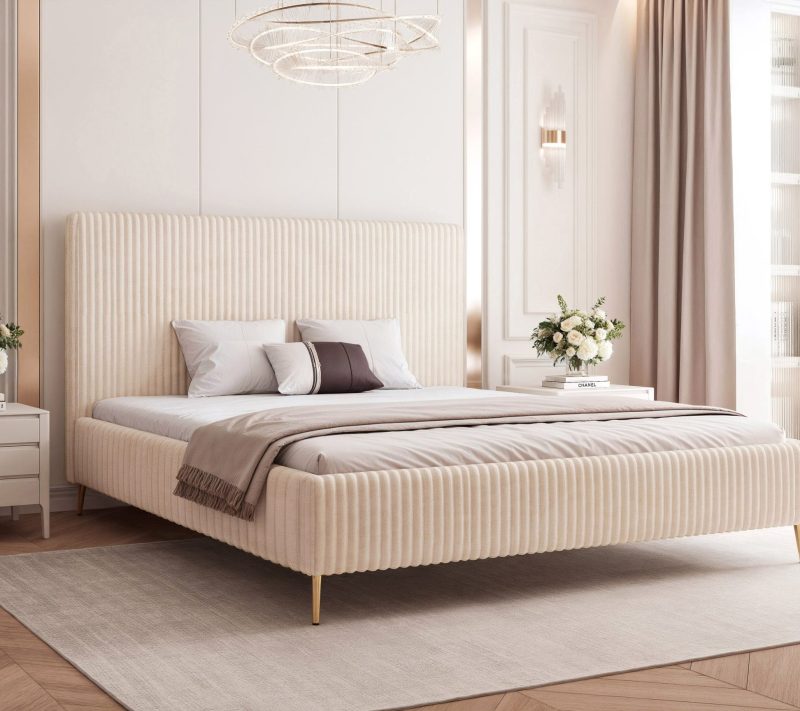 Łóżko tapicerowane slim Finessa II 160x200 cm – z pojemnikiem i wysokimi nóżkami