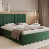 Łóżko tapicerowane Slim Calmora 2 szare 160x200 cm – na nóżkach z pojemnikiem