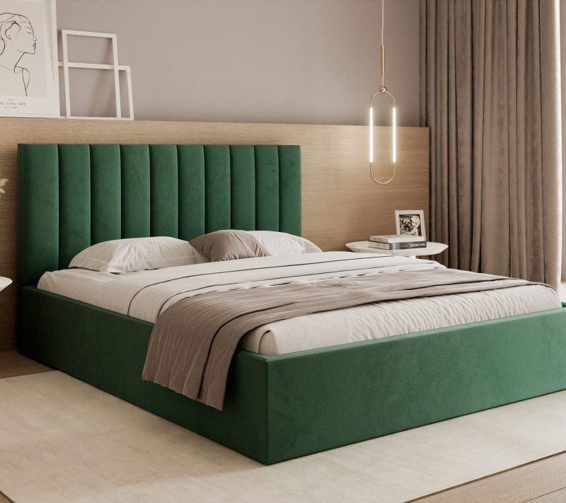 Łóżko tapicerowane Slim Magnela 160x200 cm – z pojemnikiem, tkanina hydrofobowa