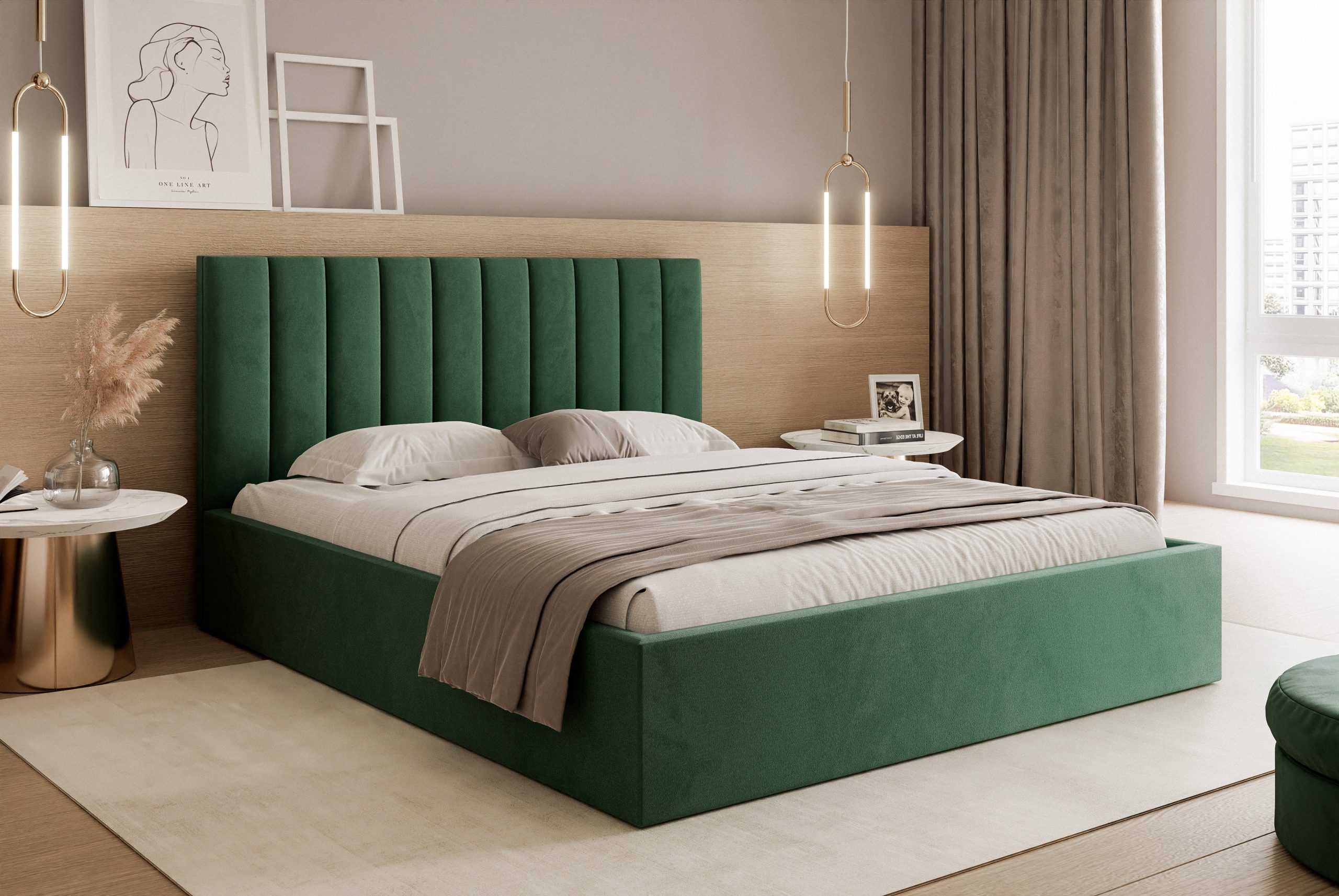 Łóżko tapicerowane Slim Magnela 160x200 cm – z pojemnikiem, tkanina hydrofobowa