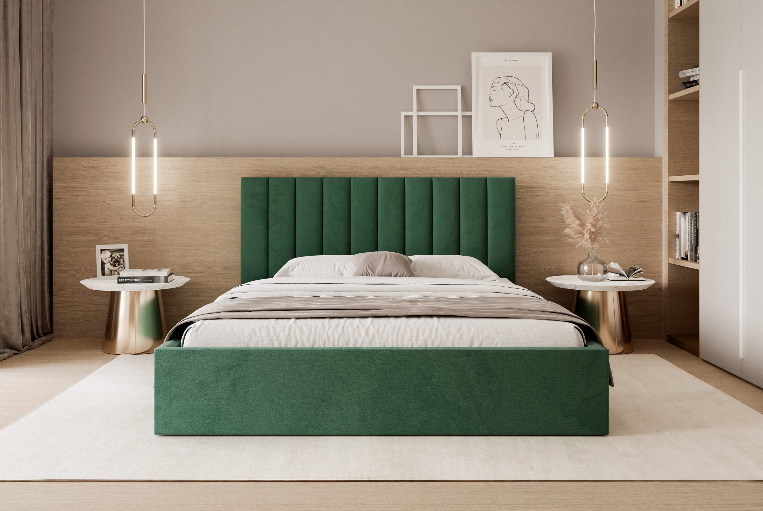 Łóżko tapicerowane Slim Magnela 160x200 cm – z pojemnikiem, tkanina hydrofobowa