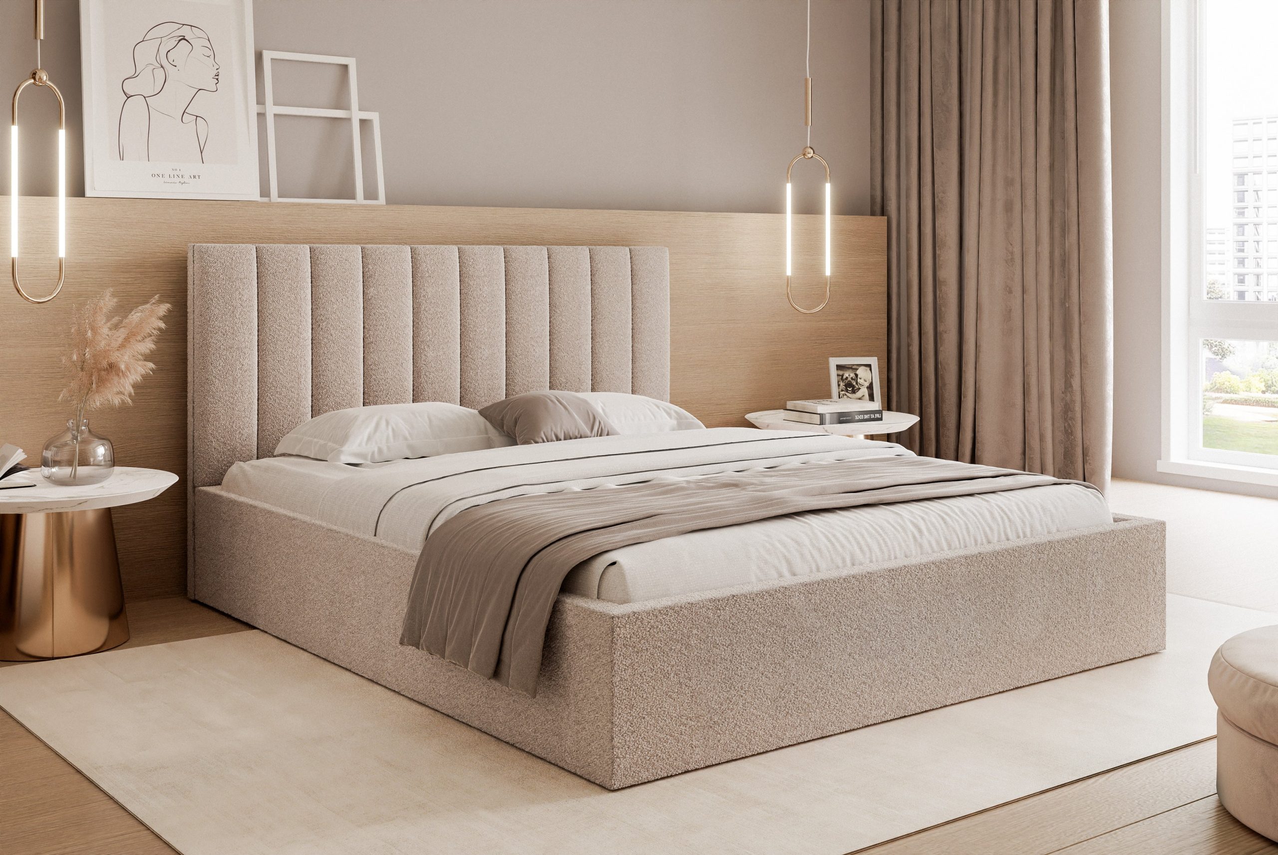 Łóżko tapicerowane Slim Magnela 160x200 cm – z pojemnikiem, tkanina hydrofobowa