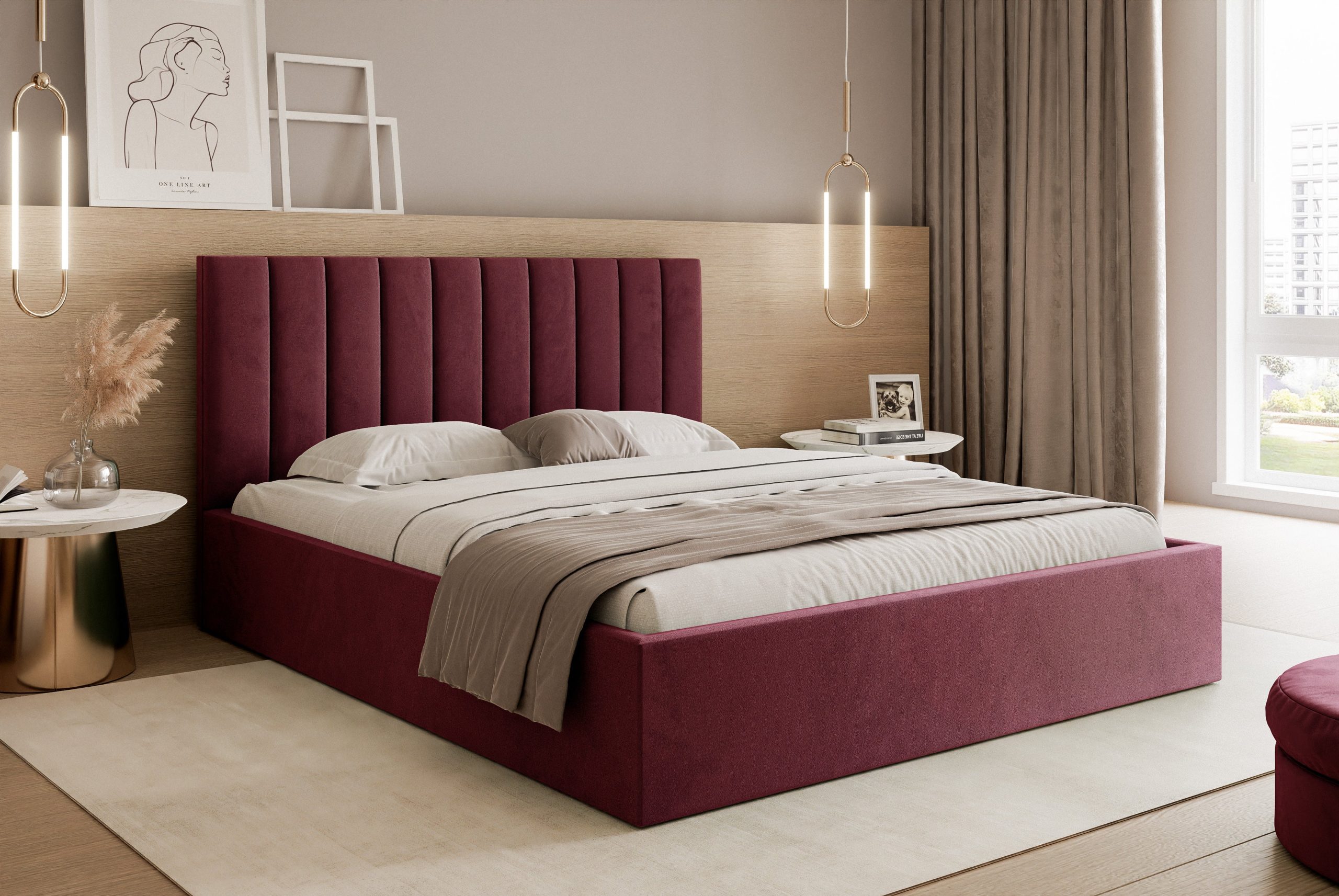 Łóżko tapicerowane Slim Magnela 160x200 cm – z pojemnikiem, tkanina hydrofobowa