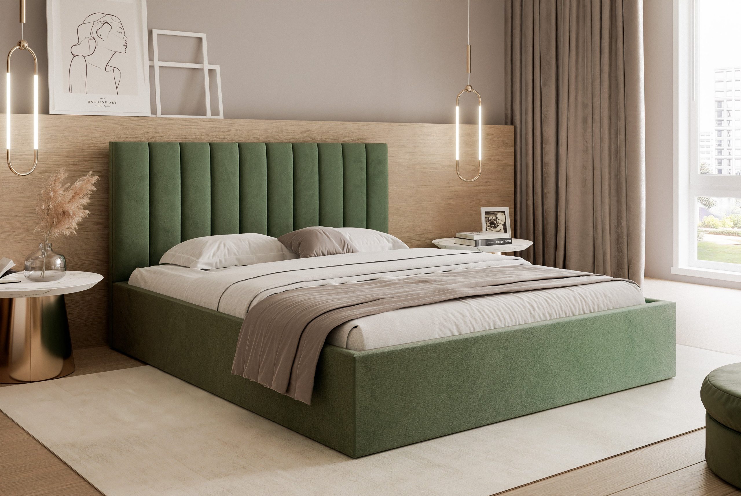 Łóżko tapicerowane Slim Magnela 160x200 cm – z pojemnikiem, tkanina hydrofobowa