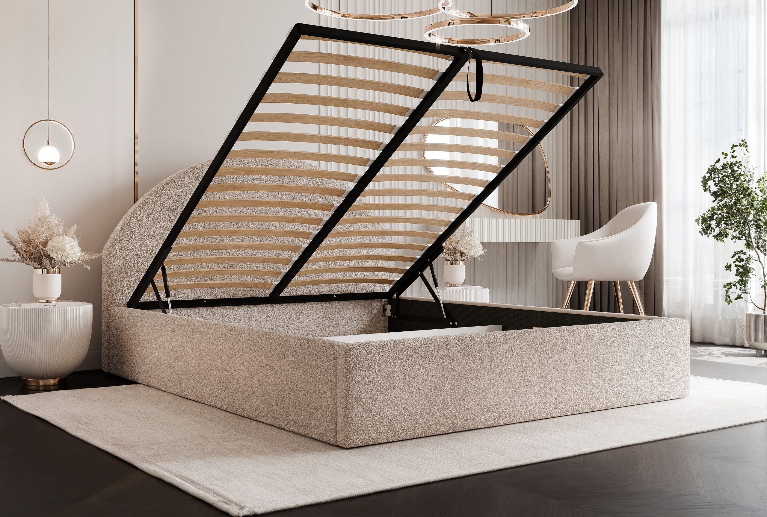 Łóżko tapicerowane Slim Majesto 140x200 cm – z pojemnikiem na pościel