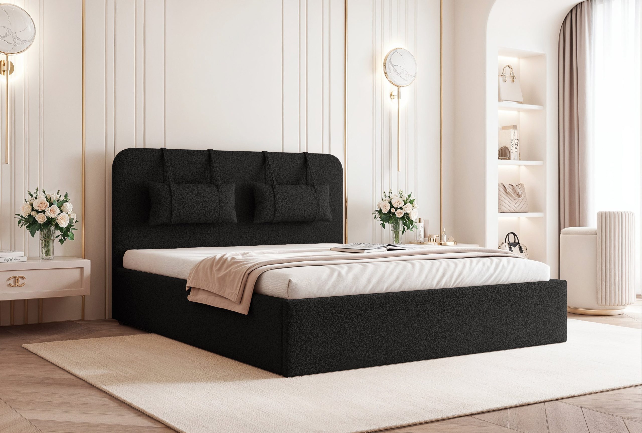 Łóżko tapicerowane Slim Noblessa 160x200 cm – z pojemnikiem na pościel