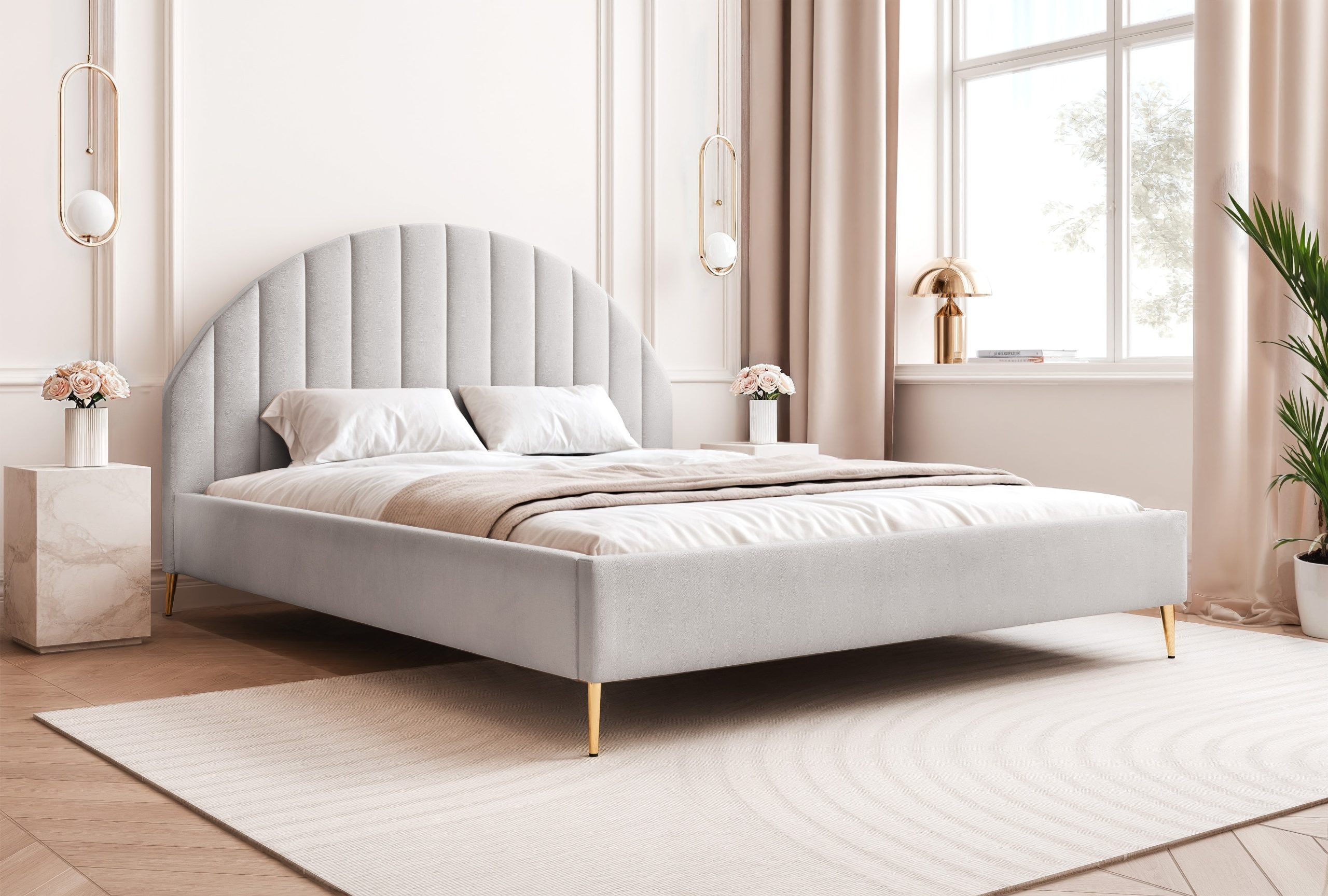 Łóżko tapicerowane Slim Queenza II 160x200 cm – z pojemnikiem na pościel