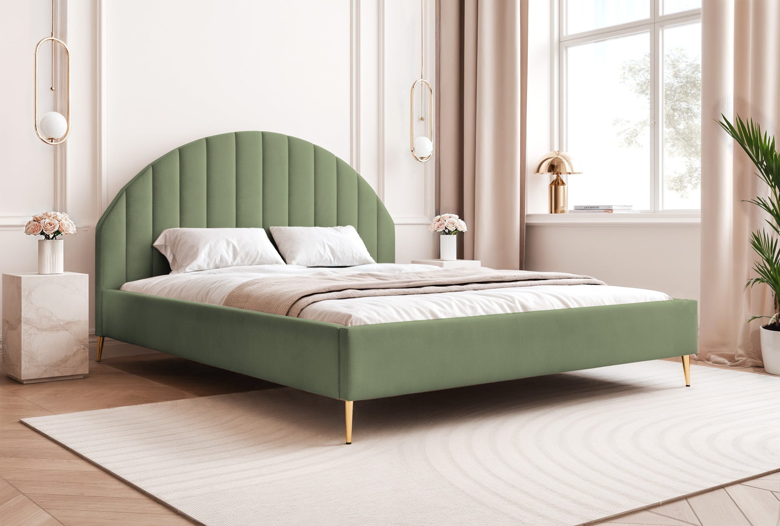 Łóżko tapicerowane Slim Queenza II 160x200 cm – z pojemnikiem na pościel