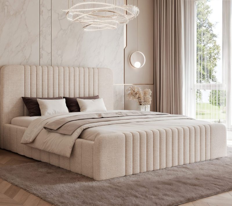 Łóżko tapicerowane Slim Quintia 160x200 cm – z pojemnikiem, do małej sypialni