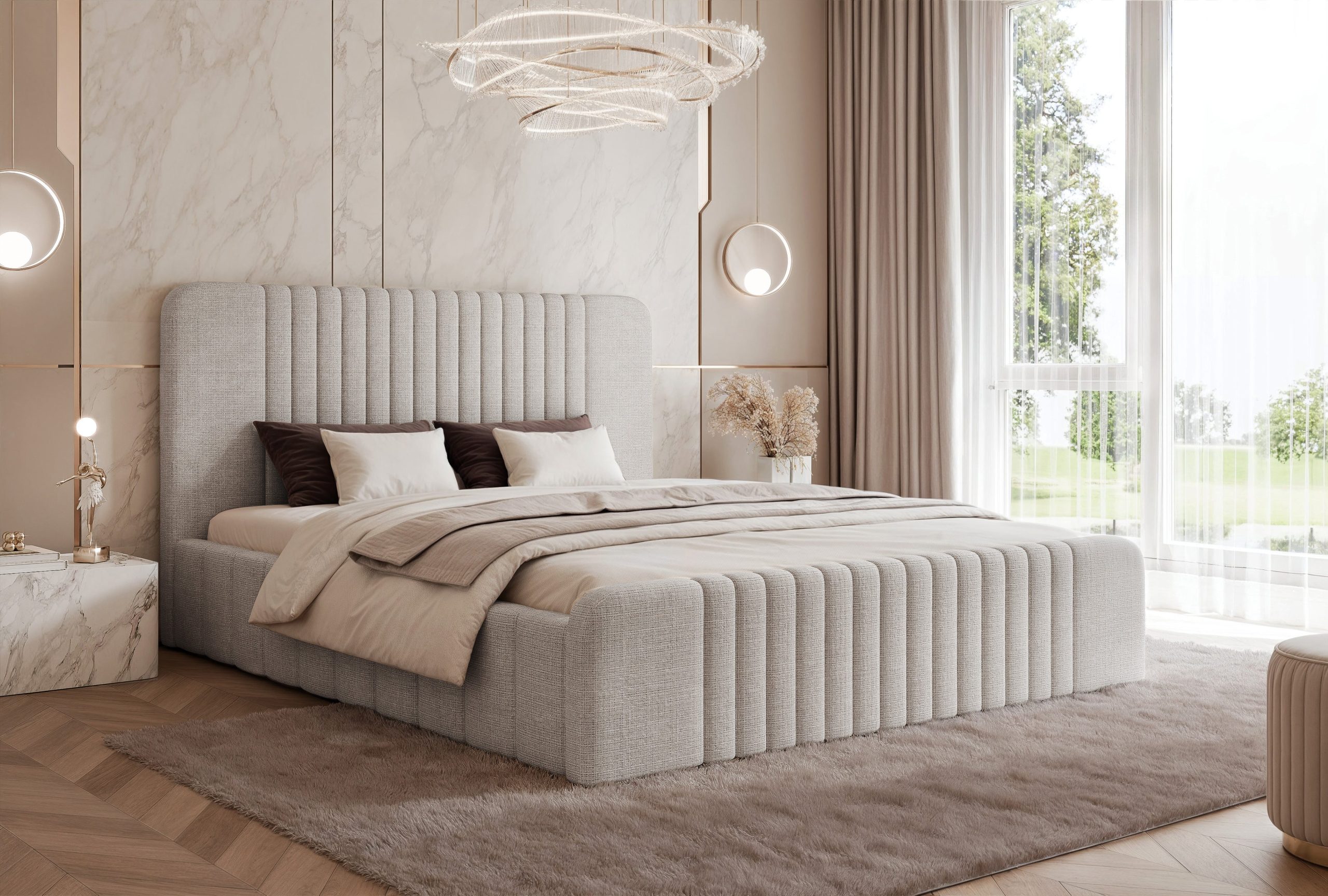 Łóżko tapicerowane Slim Quintia 160x200 cm – z pojemnikiem, do małej sypialni