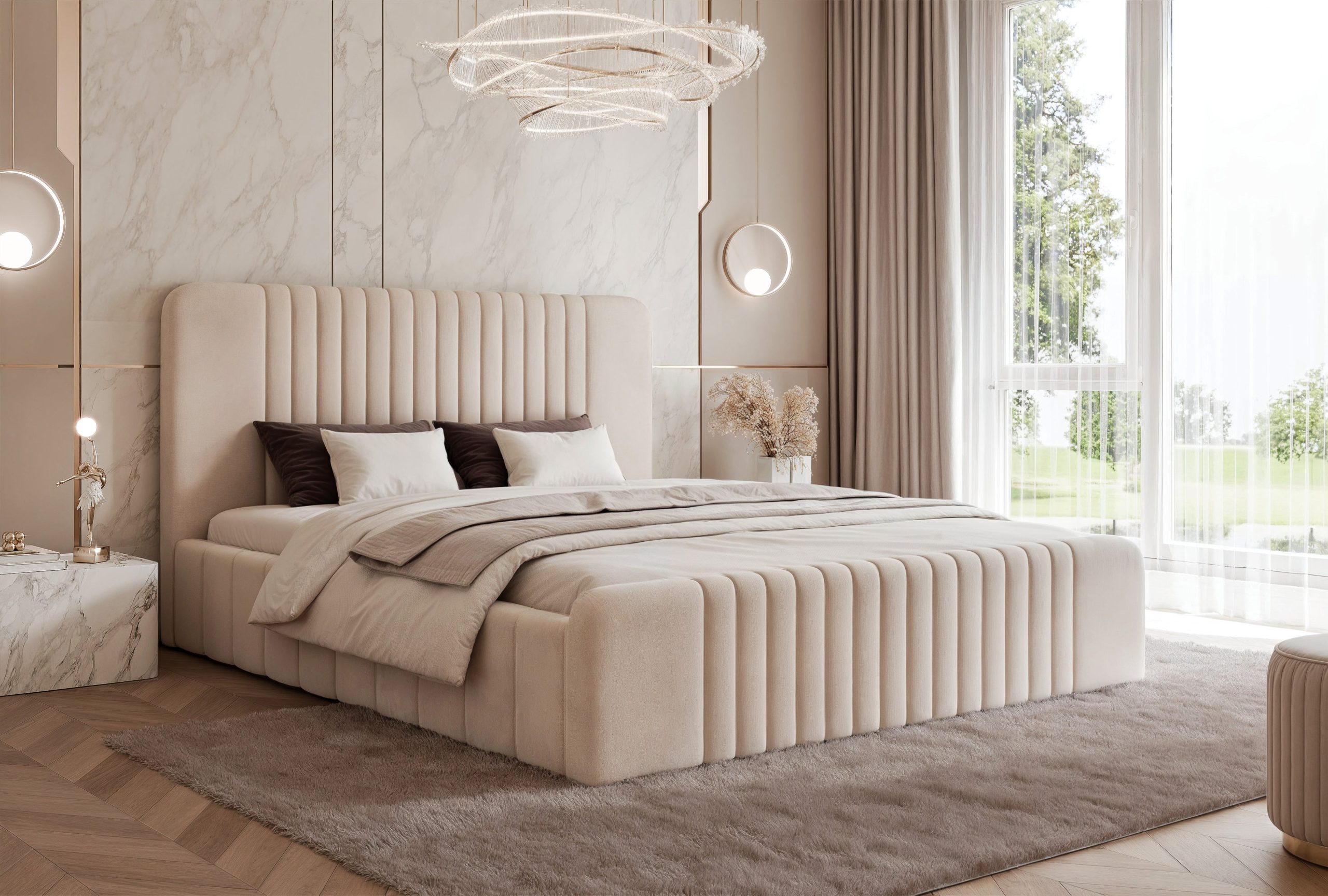 Łóżko tapicerowane Slim Quintia 160x200 cm – z pojemnikiem, do małej sypialni