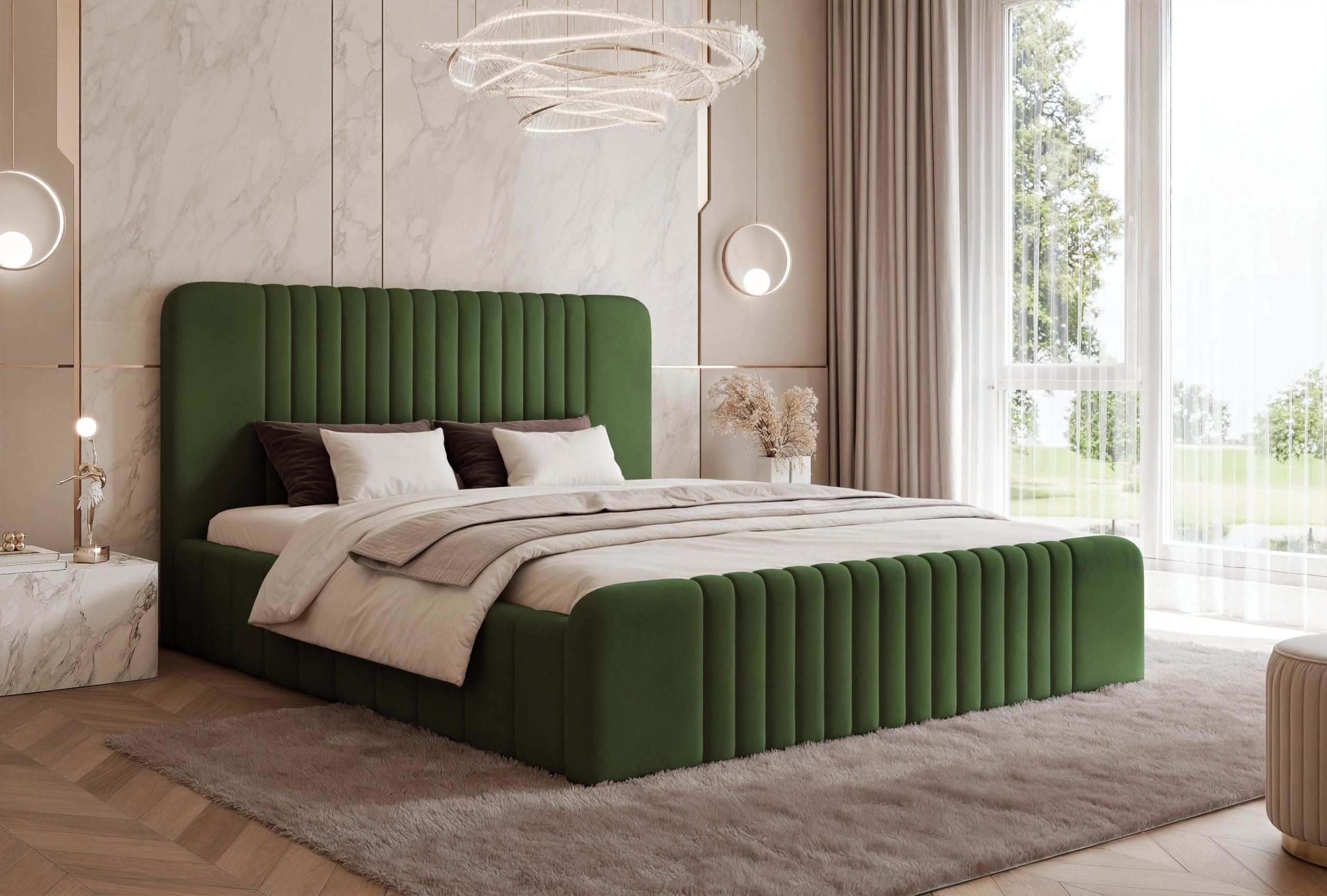Łóżko tapicerowane Slim Quintia 160x200 cm – z pojemnikiem, do małej sypialni
