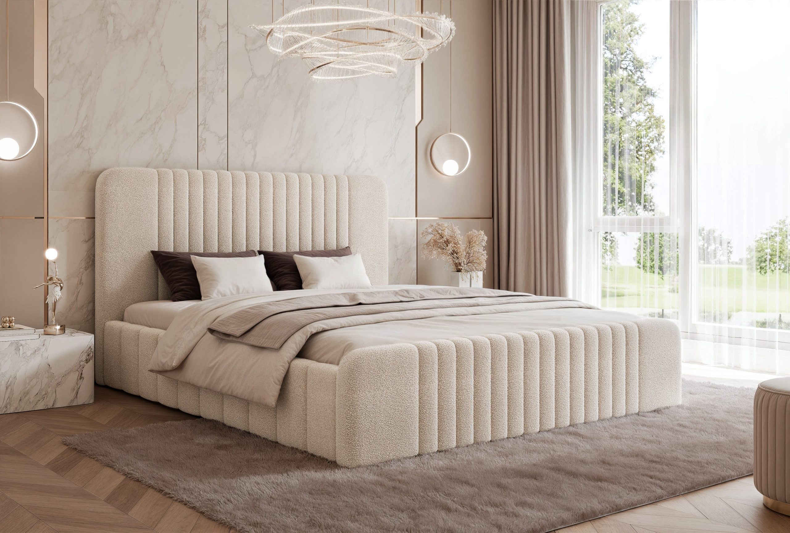 Łóżko tapicerowane Slim Quintia 160x200 cm – z pojemnikiem, do małej sypialni