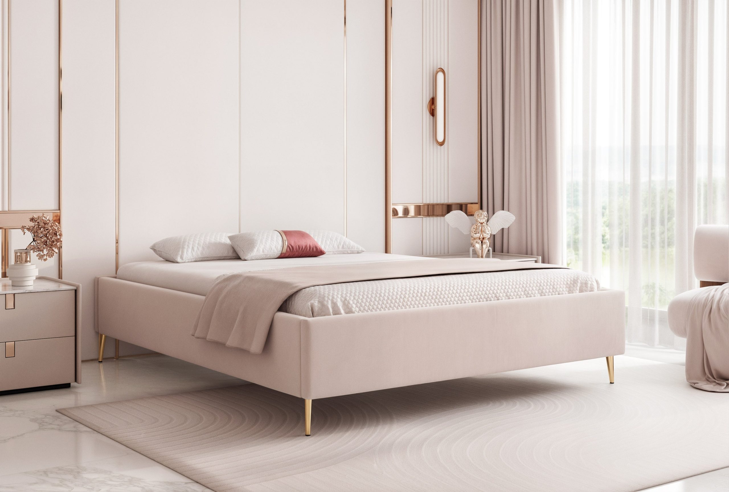 Łóżko tapicerowane Savoia II Slim 160x200 cm – z pojemnikiem na pościel