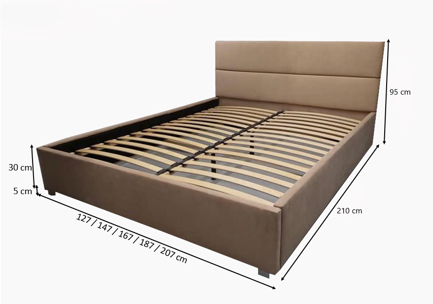 Łóżko tapicerowane AMALO SLIM 160x200 cm – z pojemnikiem, odporne na plamy