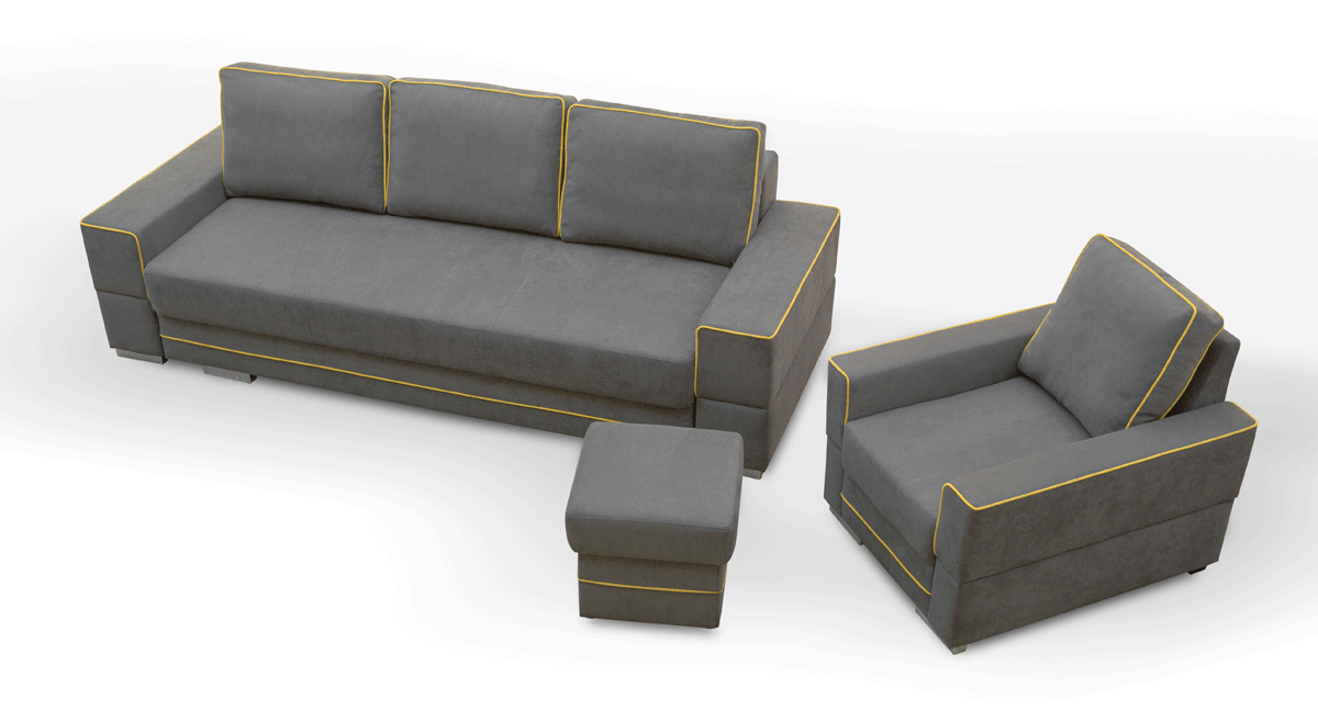 Sofa tapicerowana rozkładana z lamówkami 251 cm Manta A