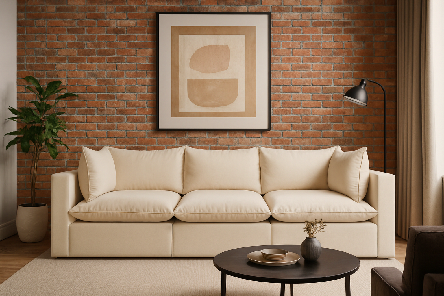 Sofa Modułowa Tapicerowana Nuell R+S+R bez funkcji spania - Nowoczesna Kanapa do Pokoju