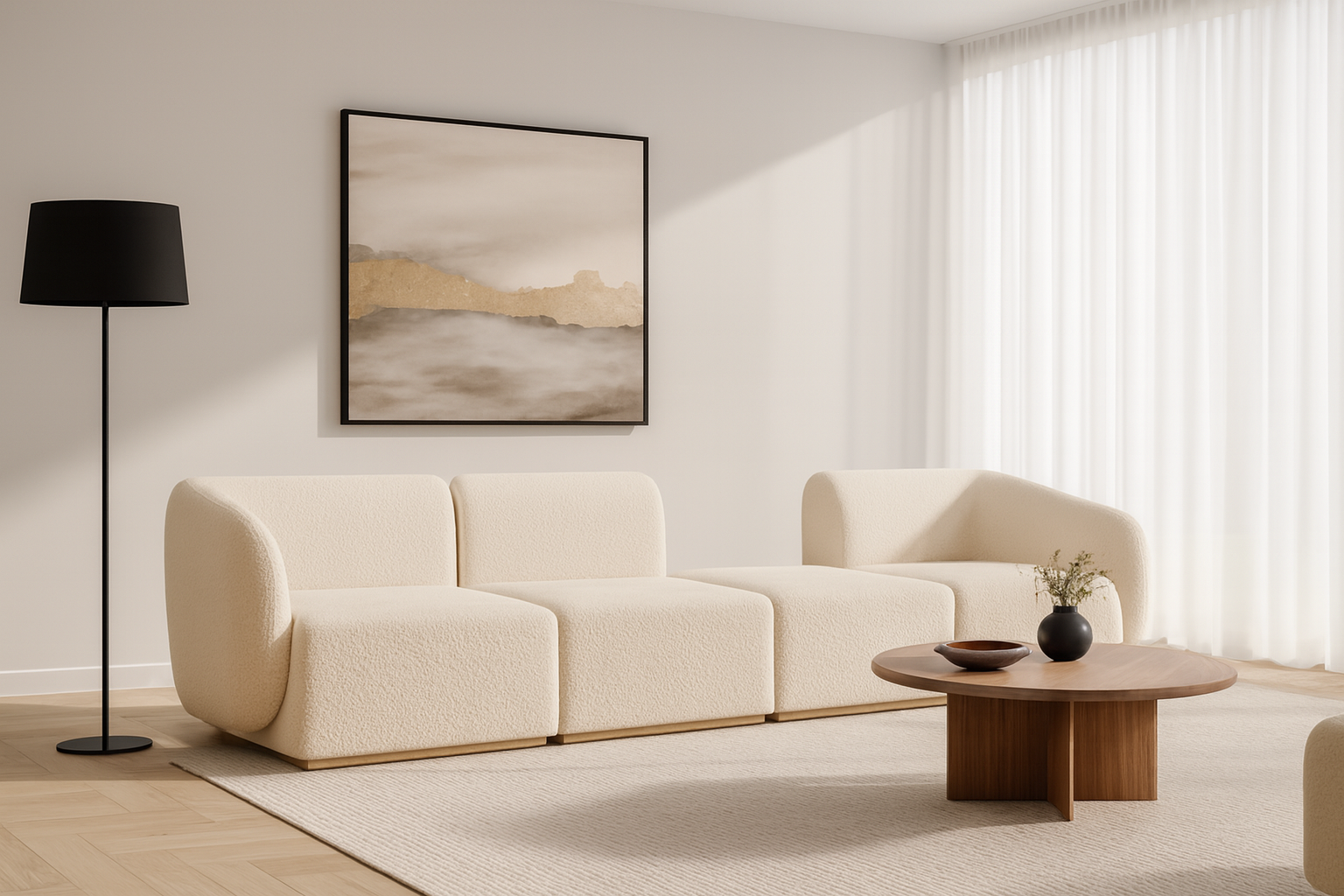 Sofa Modułowa Tapicerowana Monir SL+S+P+SP bez funkcji spania - Nowoczesna Kanapa do Salonu