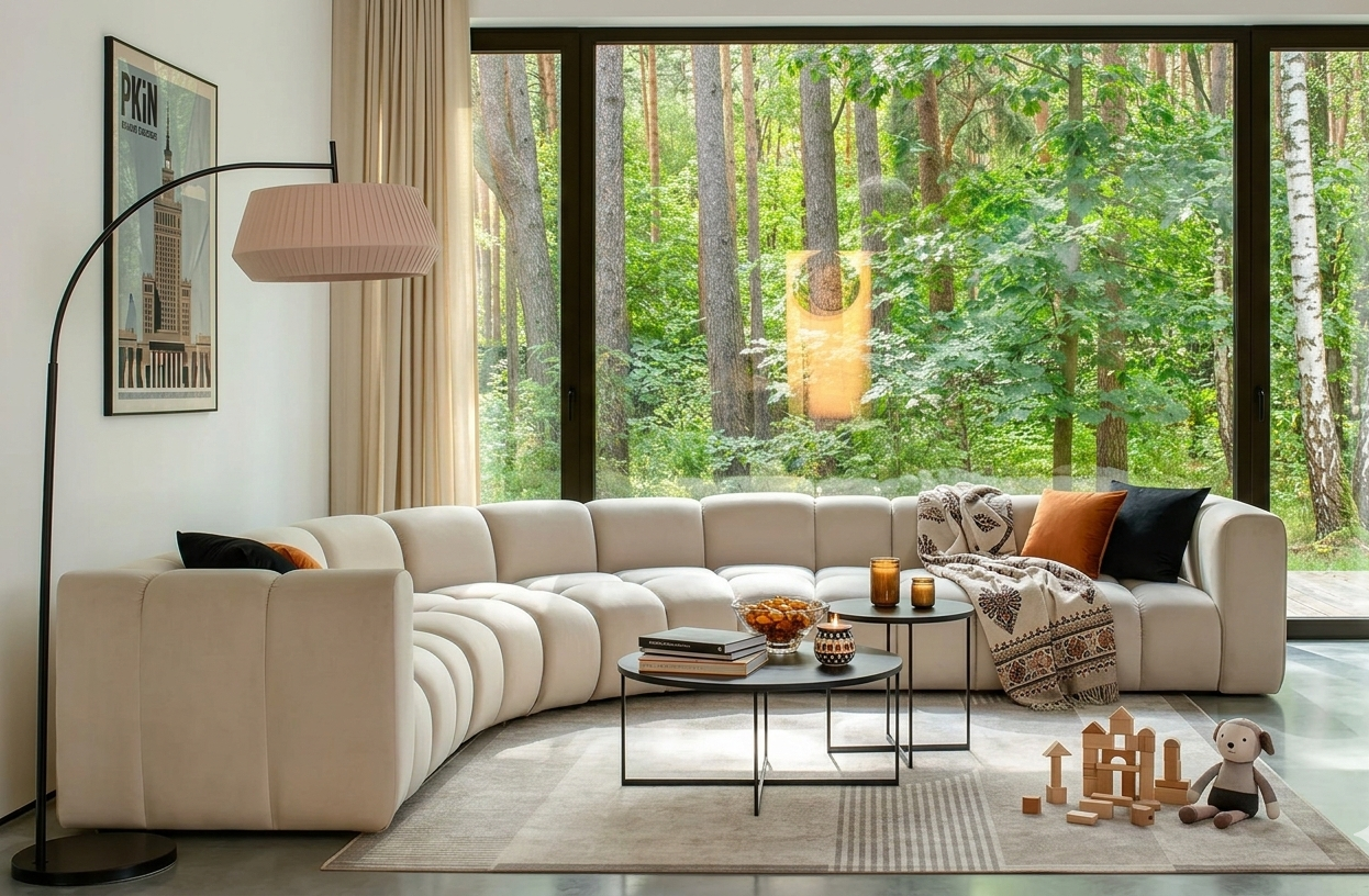 Narożnik Modułowy Tapicerowany Real SL+R+R+SP - Duża Sofa Rogowa do Salonu