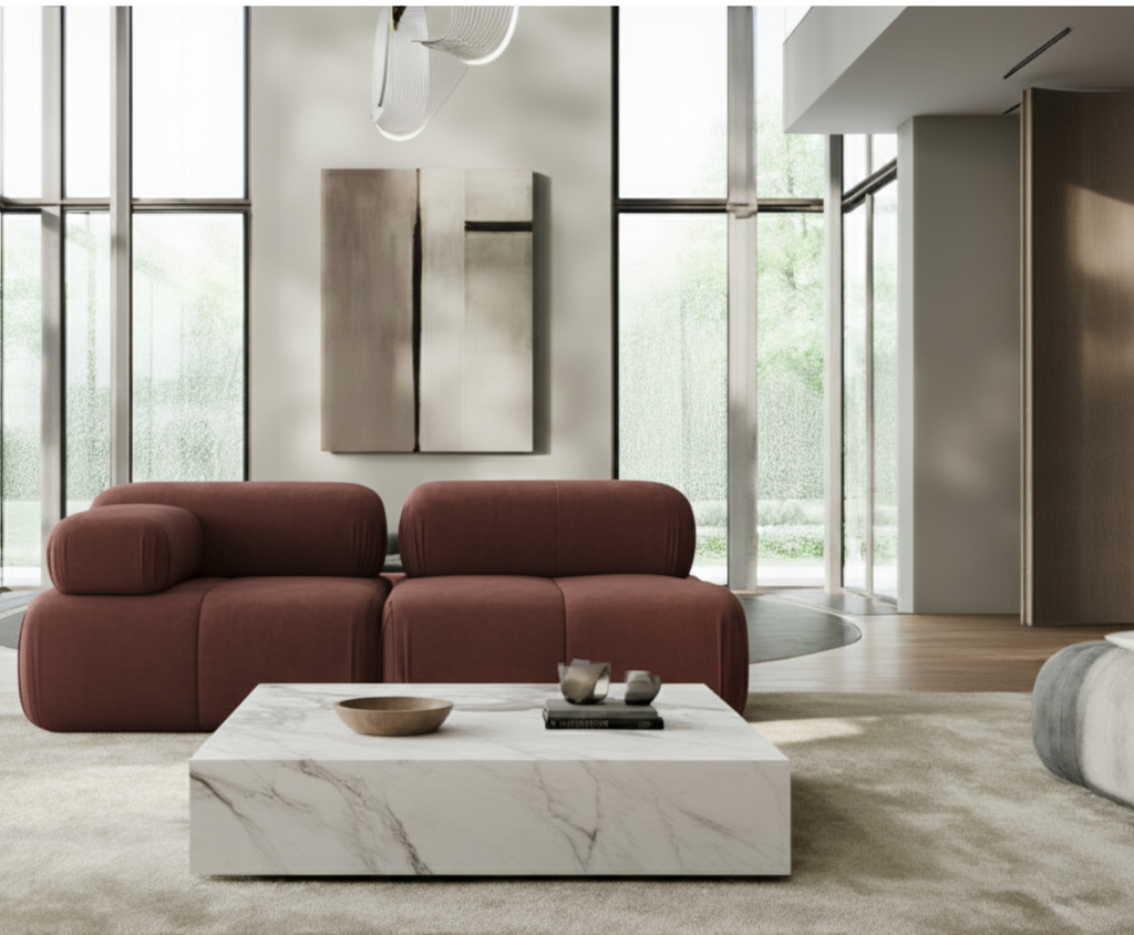 Sofa Modułowa Tapicerowana Milky SL+S - Nowoczesna Kompaktowa Kanapa do Salonu