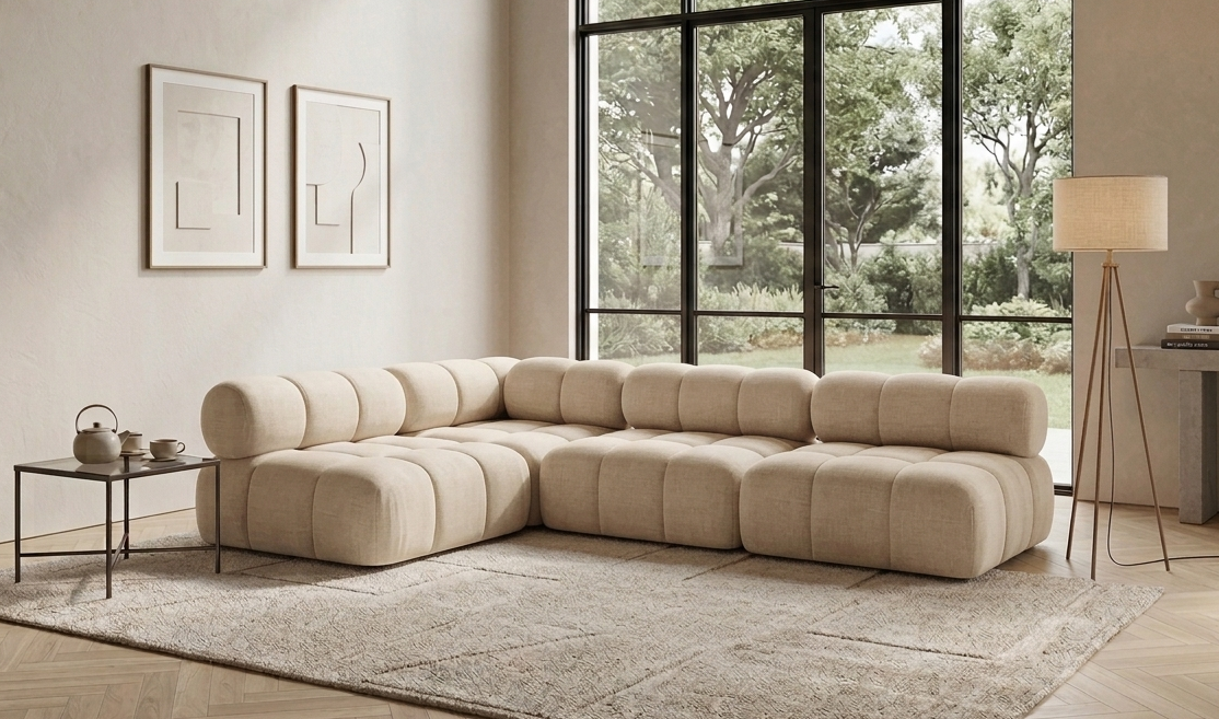 Narożnik Modułowy Tapicerowany Balia S+R+S+S - Duża Sofa Rogowa Bubbly