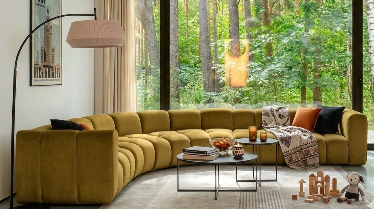 Narożnik Modułowy Tapicerowany Real SL+R+R+SP - Duża Sofa Rogowa do Salonu