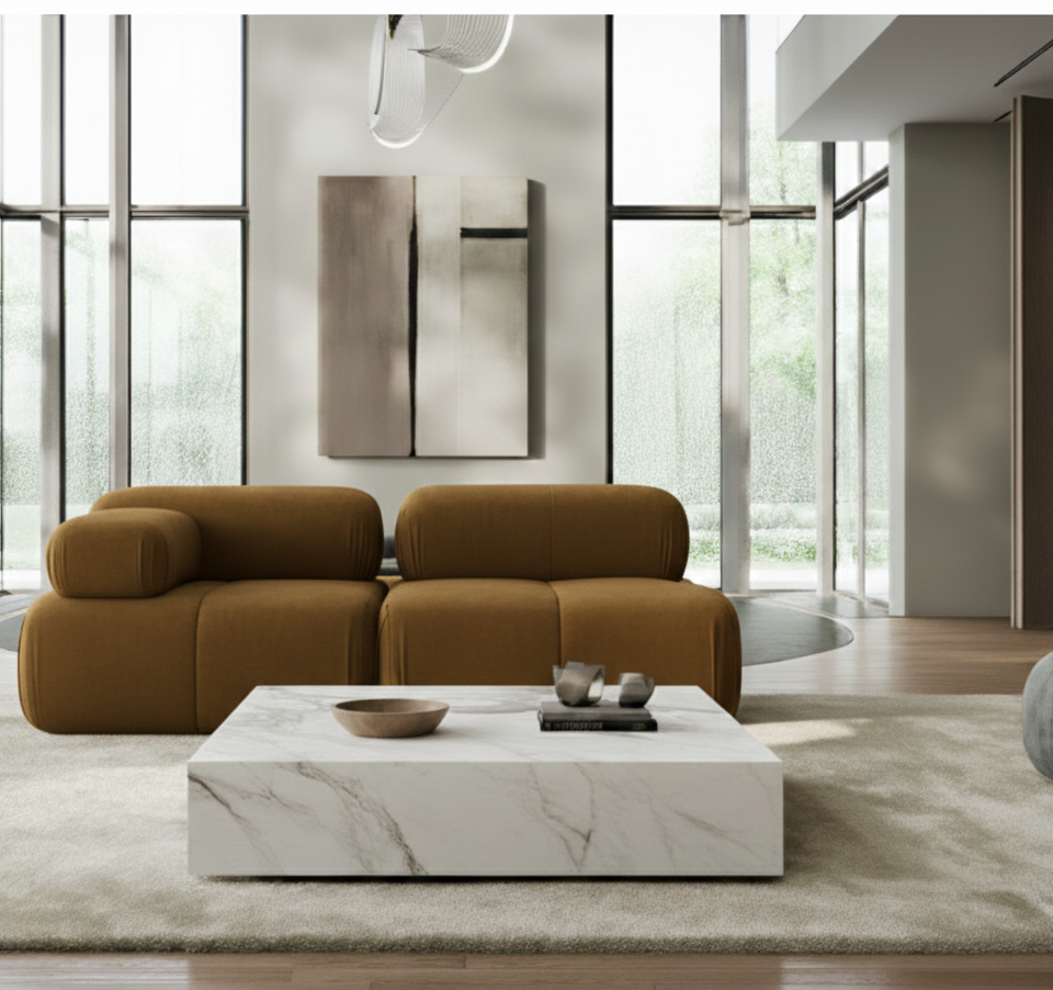 Sofa Modułowa Tapicerowana Milky SL+S - Nowoczesna Kompaktowa Kanapa do Salonu