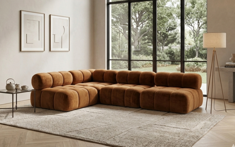 Narożnik Modułowy Tapicerowany Balia S+R+S+S - Duża Sofa Rogowa Bubbly
