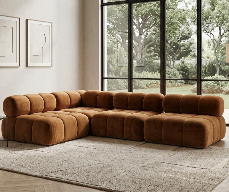 Narożnik Modułowy Tapicerowany Balia S+R+S+S - Duża Sofa Rogowa Bubbly
