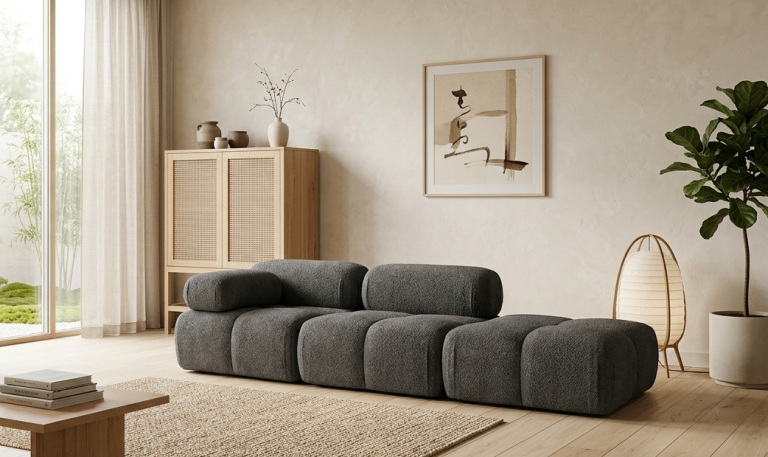 Sofa Modułowa Tapicerowana Milky SL+S+P - Nowoczesny Zestaw Wypoczynkowy