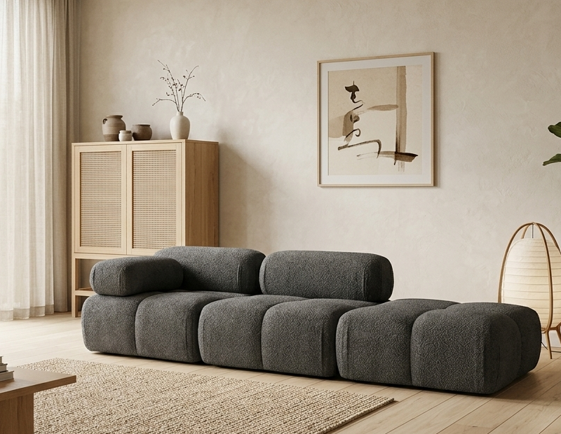 Sofa Modułowa Tapicerowana Milky SL+S+P - Nowoczesny Zestaw Wypoczynkowy