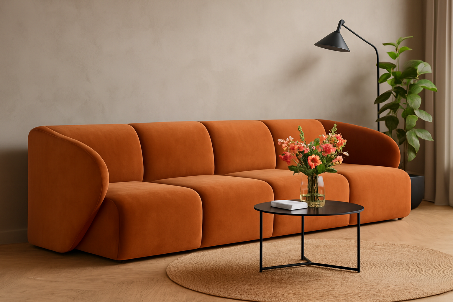 Sofa Modułowa Tapicerowana Verna SL+S+S+SP bez funkcji spania - Nowoczesna Duża Kanapa do Salonu