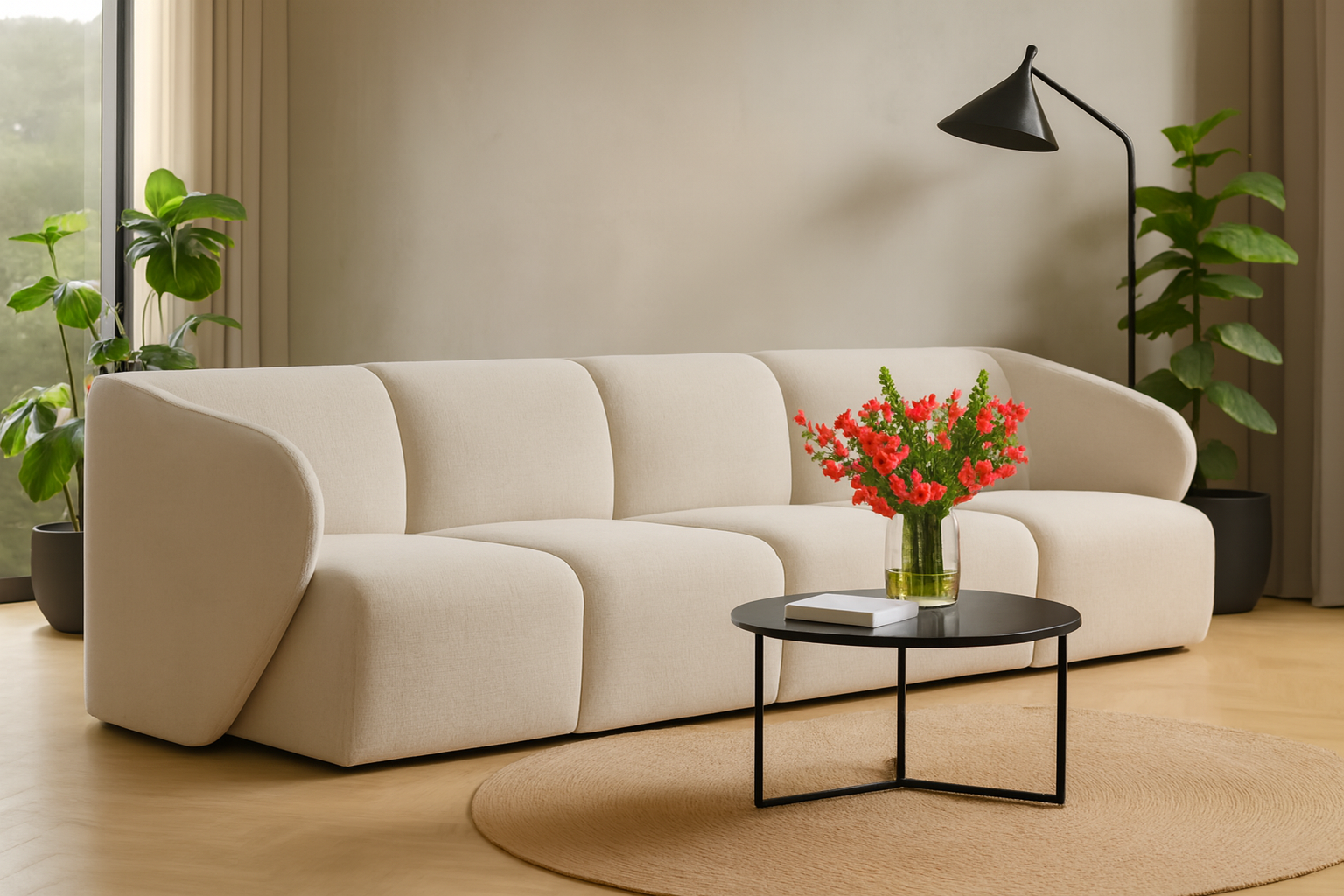 Sofa Modułowa Tapicerowana Verna SL+S+S+SP bez funkcji spania - Nowoczesna Duża Kanapa do Salonu