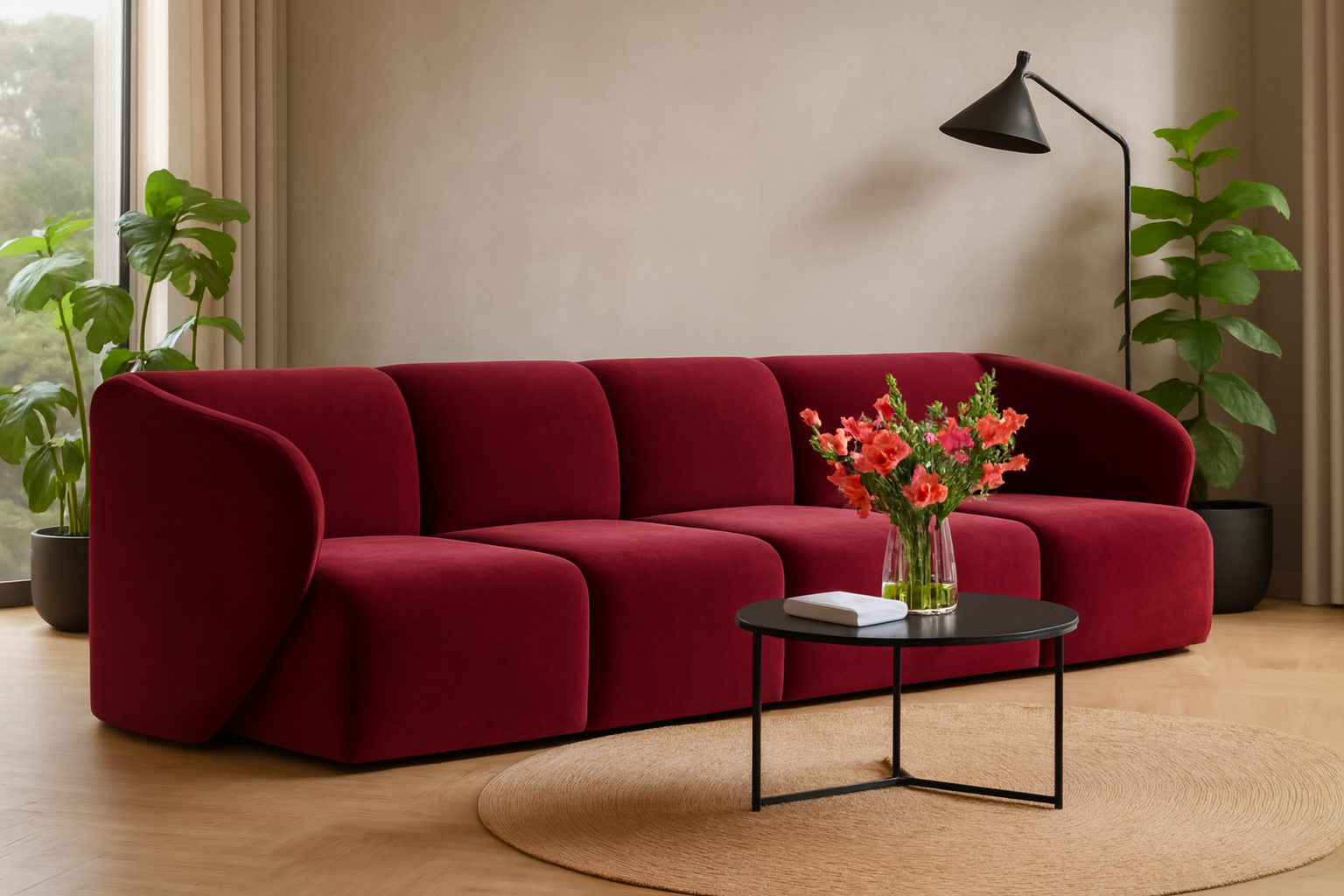 Sofa Modułowa Tapicerowana Verna SL+S+S+SP bez funkcji spania - Nowoczesna Duża Kanapa do Salonu