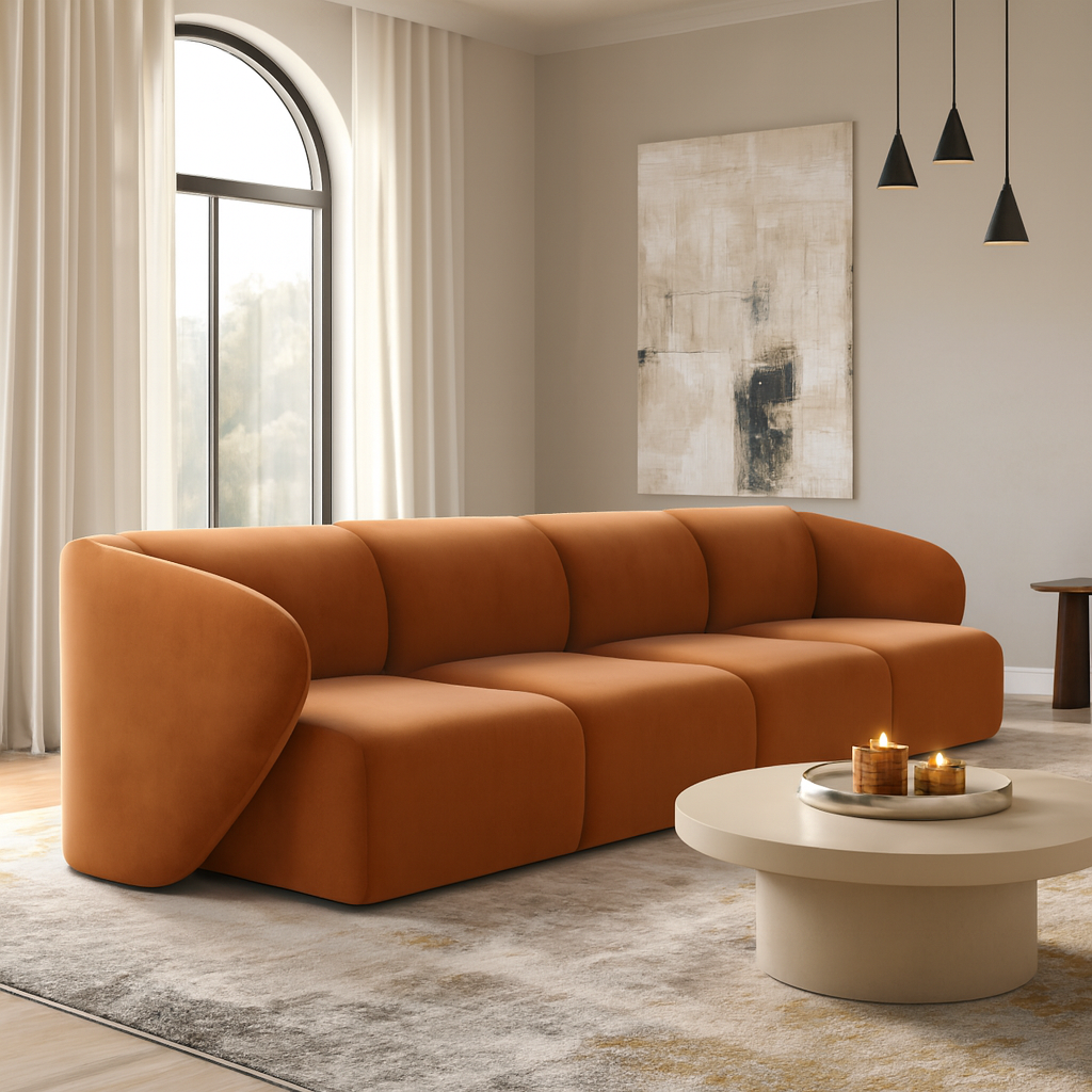 Sofa Modułowa Tapicerowana Verna SL+S+S+SP bez funkcji spania - Nowoczesna Duża Kanapa do Salonu