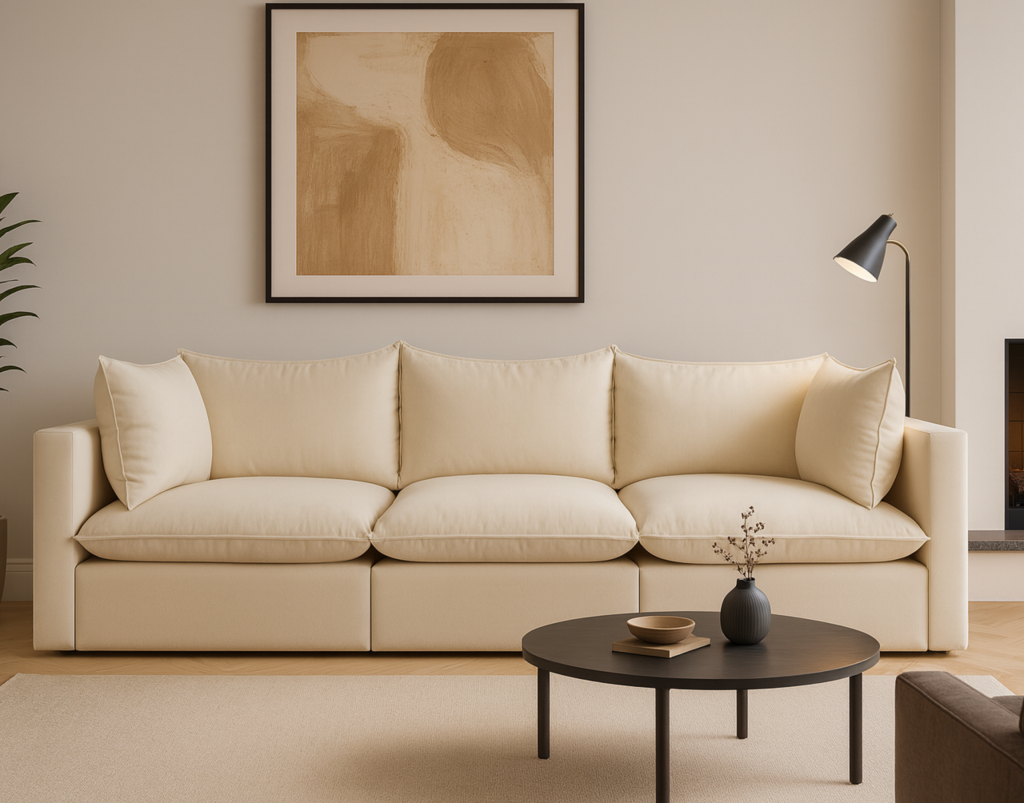 Sofa Modułowa Tapicerowana Nuell R+S+R bez funkcji spania - Nowoczesna Kanapa do Pokoju