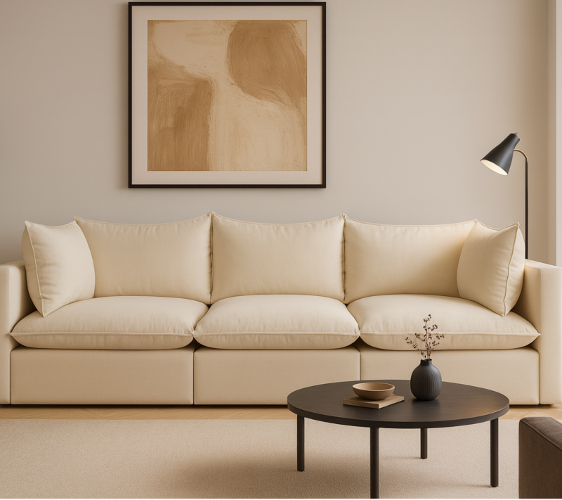 Sofa Modułowa Tapicerowana Nuell R+S+R bez funkcji spania - Nowoczesna Kanapa do Pokoju