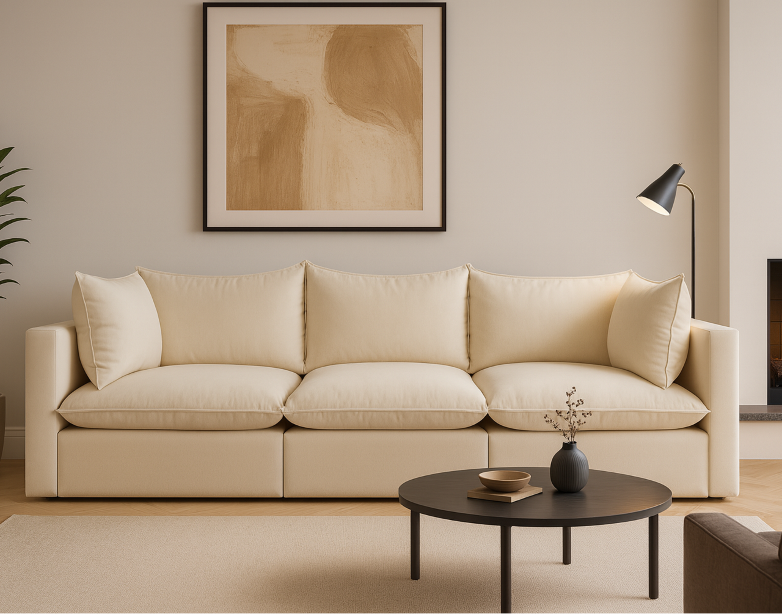 Sofa Modułowa Tapicerowana Nuell R+S+R bez funkcji spania - Nowoczesna Kanapa do Pokoju