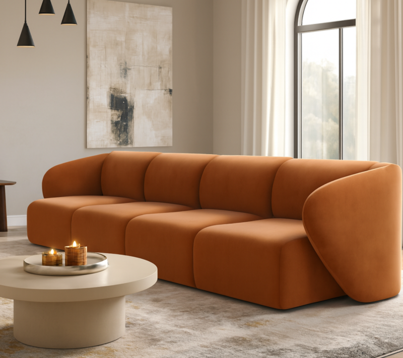 Sofa Modułowa Tapicerowana Verna SL+S+S+SP bez funkcji spania - Nowoczesna Duża Kanapa do Salonu