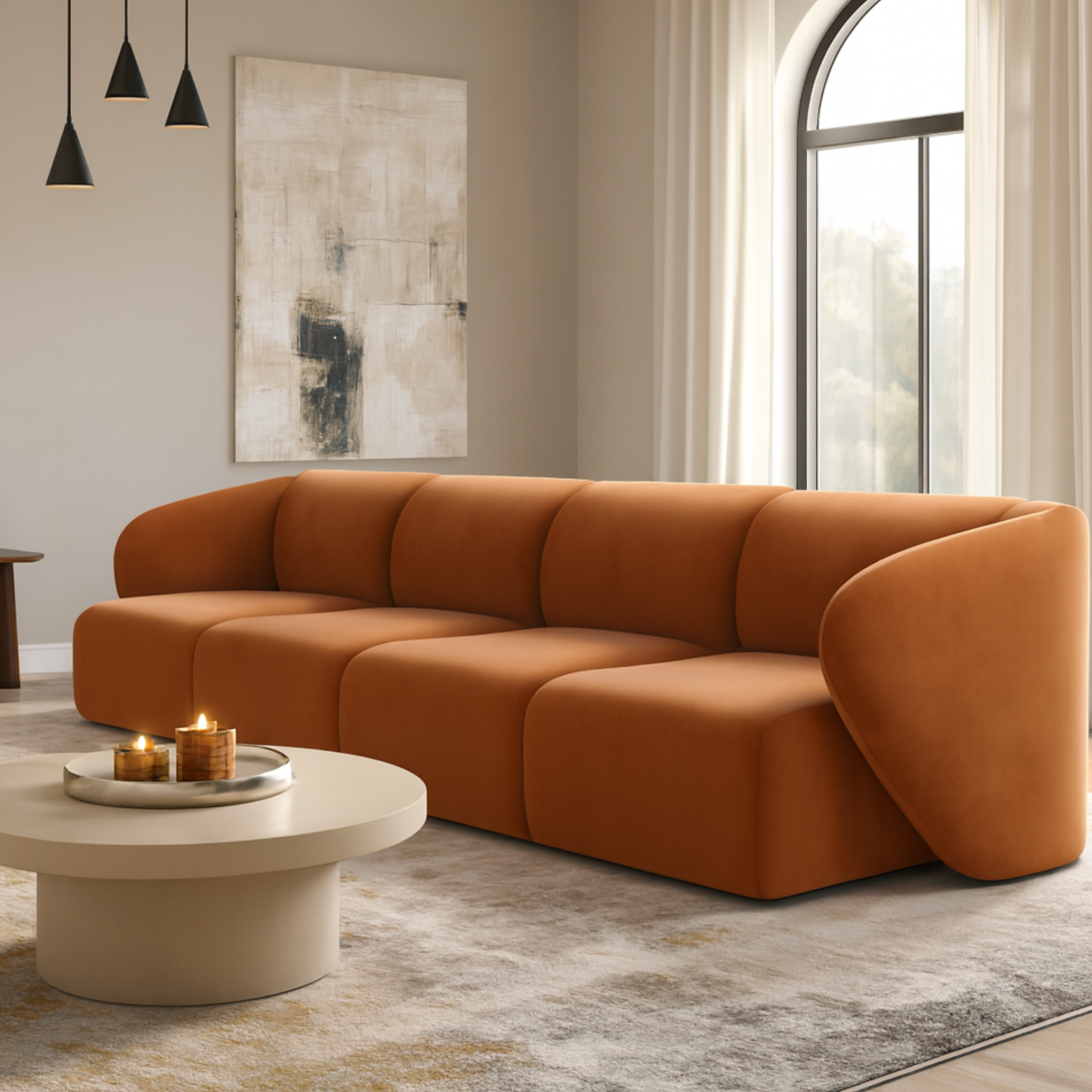 Sofa Modułowa Tapicerowana Verna SL+S+S+SP bez funkcji spania - Nowoczesna Duża Kanapa do Salonu