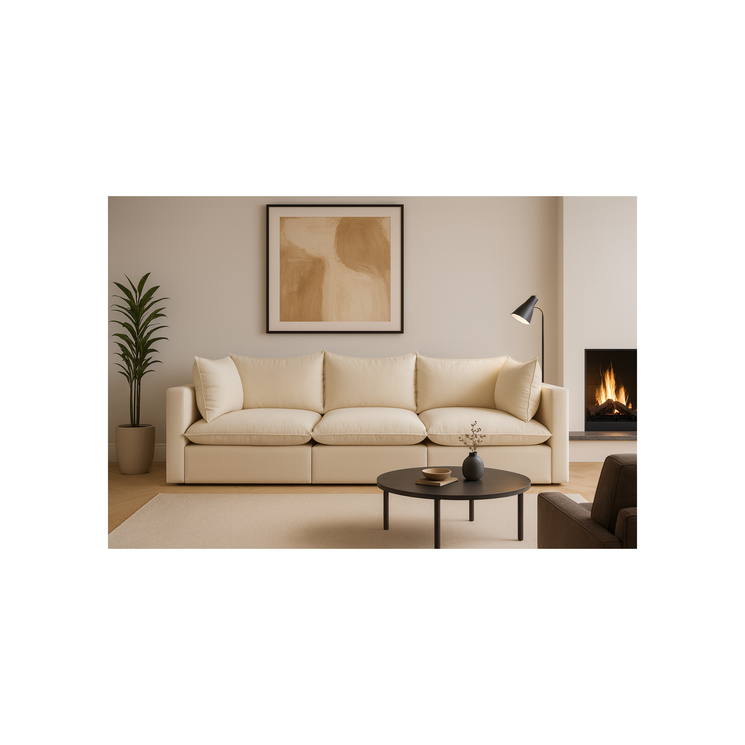 Sofa Modułowa Tapicerowana Nuell R+S+R bez funkcji spania - Nowoczesna Kanapa do Pokoju