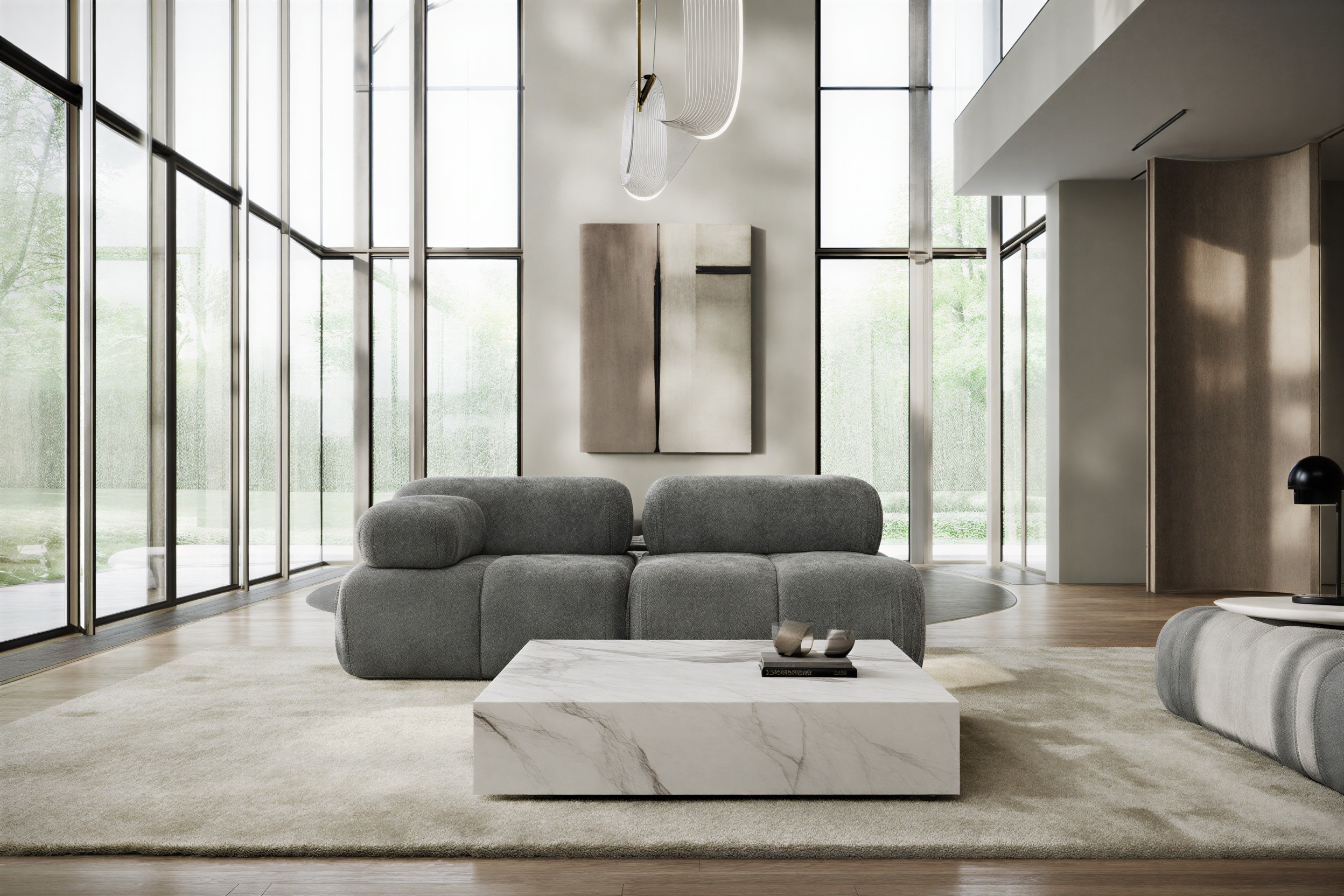 Sofa Modułowa Tapicerowana Milky SL+S - Nowoczesna Kompaktowa Kanapa do Salonu
