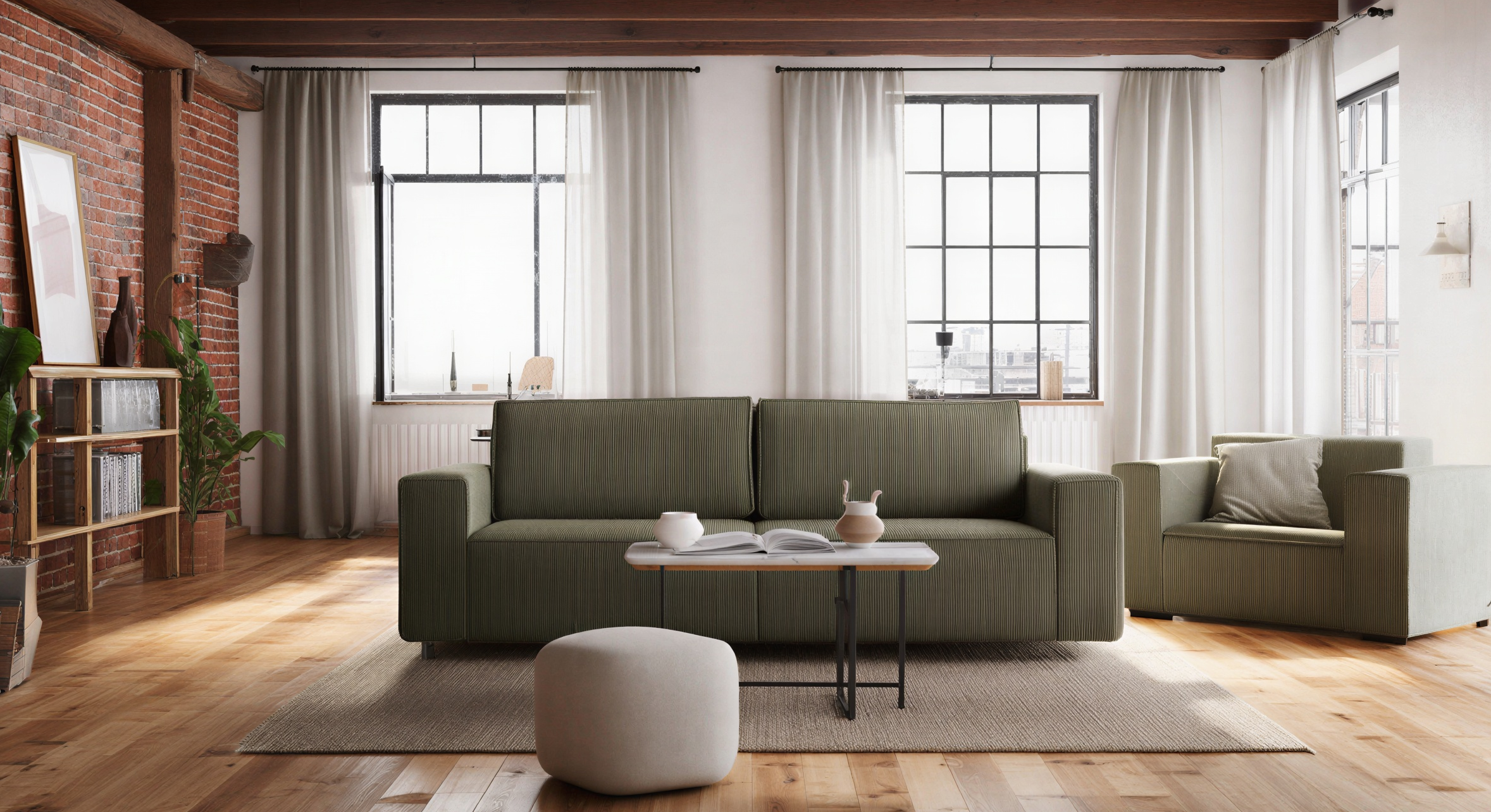 Tapicerowana Sofa z funkcją spania Ravin do zestawu