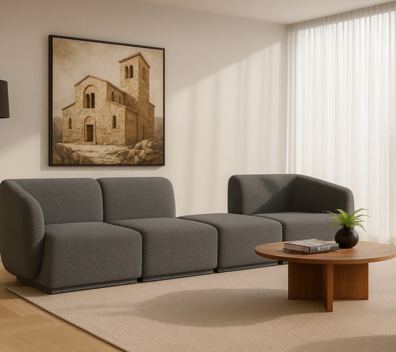 Sofa Modułowa Tapicerowana Monir SL+S+P+SP bez funkcji spania - Nowoczesna Kanapa do Salonu