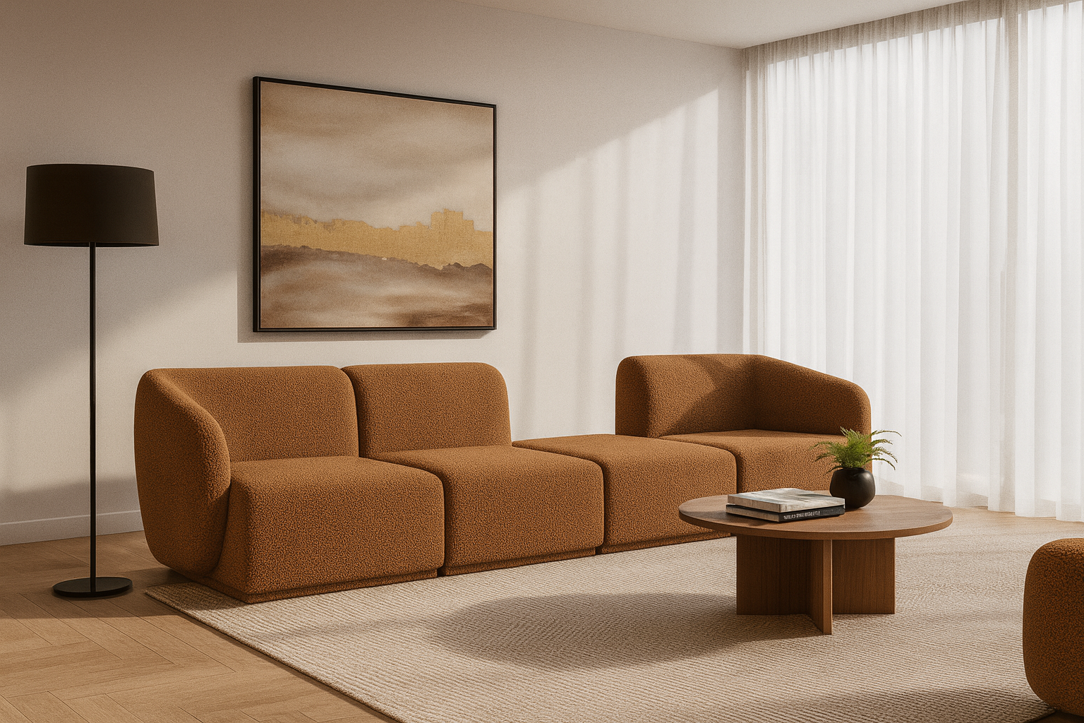Sofa Modułowa Tapicerowana Monir SL+S+P+SP bez funkcji spania - Nowoczesna Kanapa do Salonu