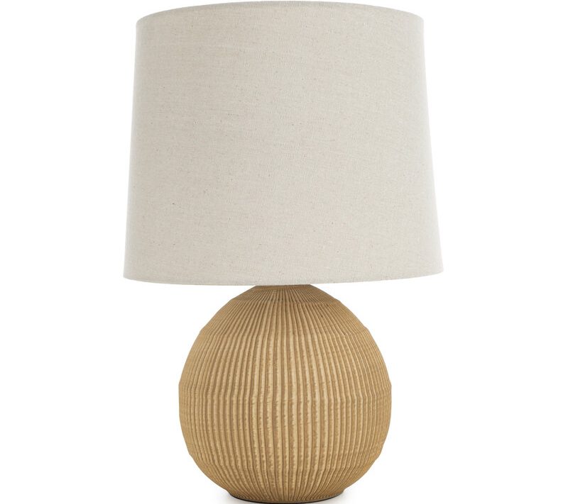 Lampa stołowa ceramiczna kremowa O 34 X 51 cm – z glinki ceramicznej