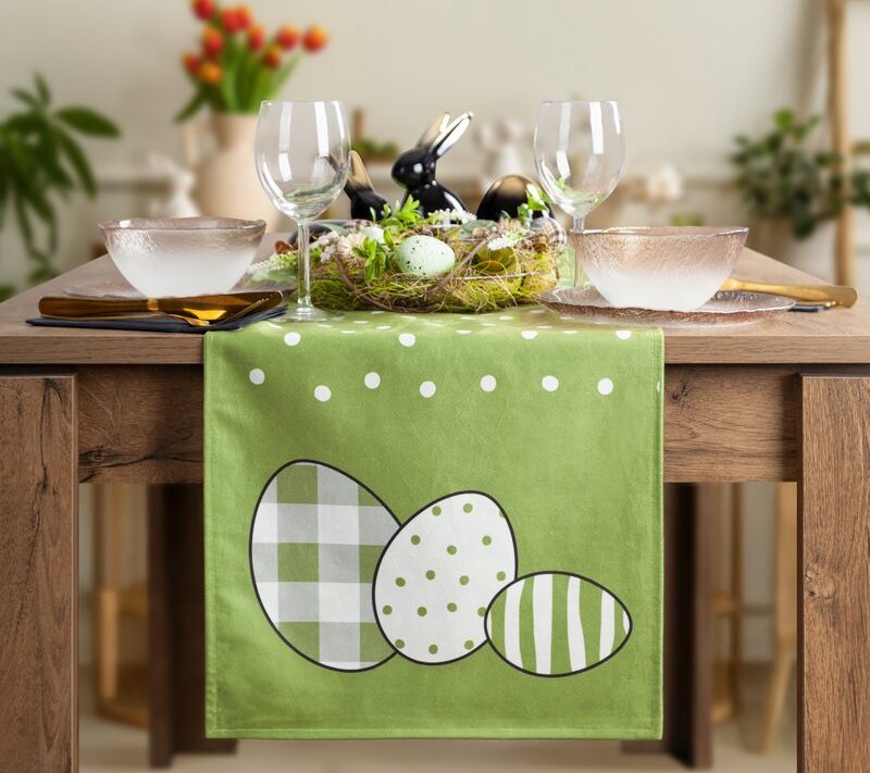 Bieżnik wielkanocny zielony 35 x 140 cm – doda wiosennej świeżości