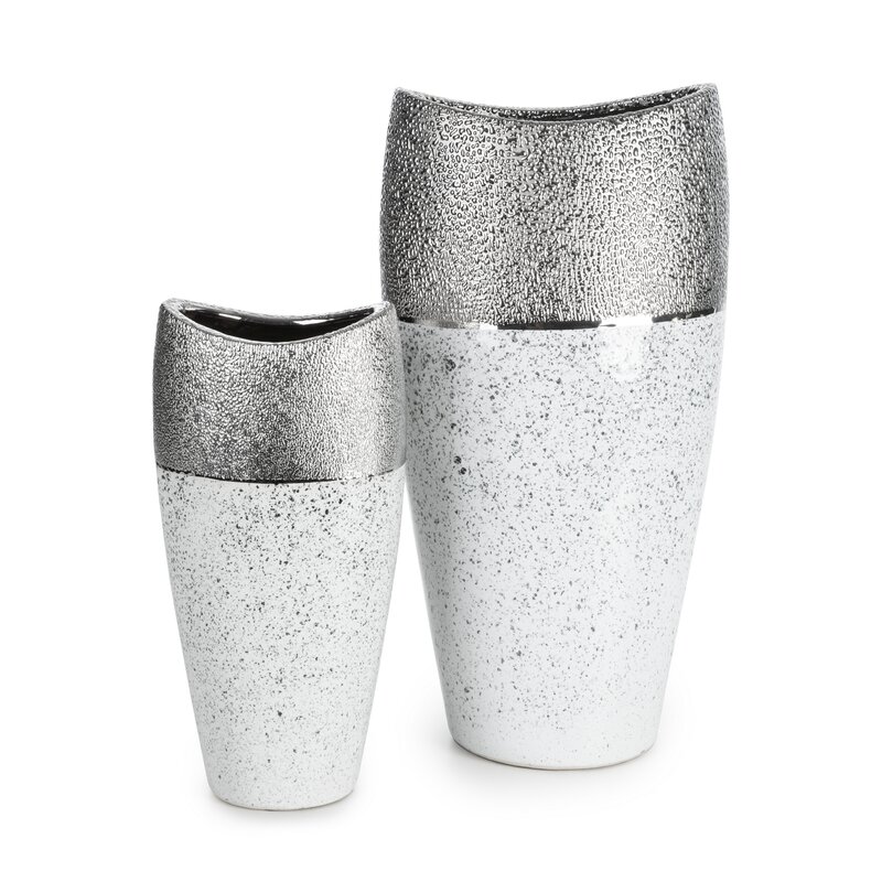 Wazon ceramiczny Milo biały 20 x 14 x 40 cm – na suszone kwiaty